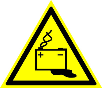 W20 осторожно! аккумуляторные батареи (пластик, сторона 200 мм) - Знаки безопасности - Предупреждающие знаки - ohrana.inoy.org